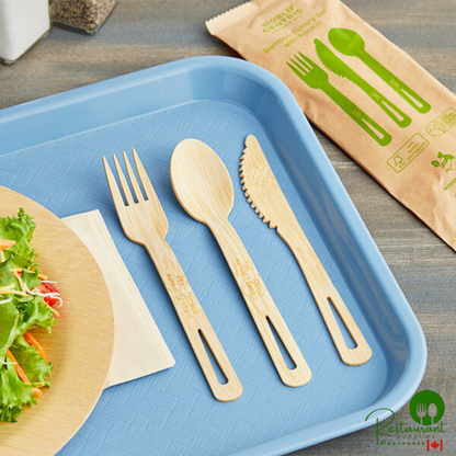 World Centric 6 11/16" Wrapped Compostable Bamboo Assorted Cutlery with Napkin - 250/Case