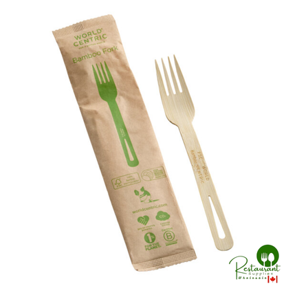 World Centric 6 11/16" Wrapped Compostable Bamboo Fork - 750/Case