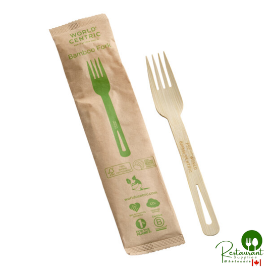 World Centric 6 11/16" Wrapped Compostable Bamboo Fork - 750/Case