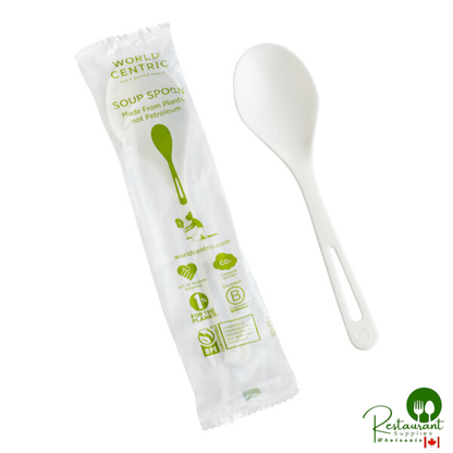 World Centric 6" Wrapped Compostable TPLA Soup Spoon - 750/Case