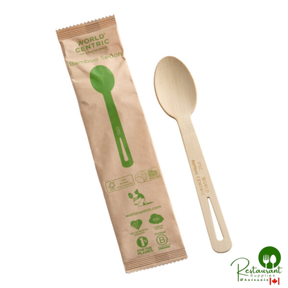 World Centric 6 11/16" Wrapped Compostable Bamboo Spoon - 750/Case