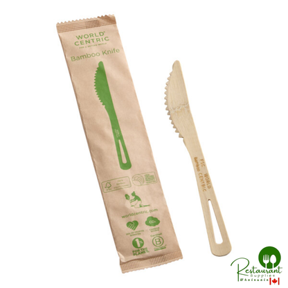 World Centric 6 11/16" Wrapped Compostable Bamboo Knife - 750/Case