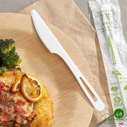 World Centric 6 11/16" Wrapped Compostable TPLA Knife - 750/Case