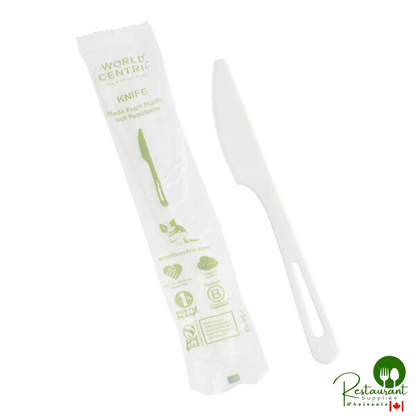 World Centric 6 11/16" Wrapped Compostable TPLA Knife - 750/Case