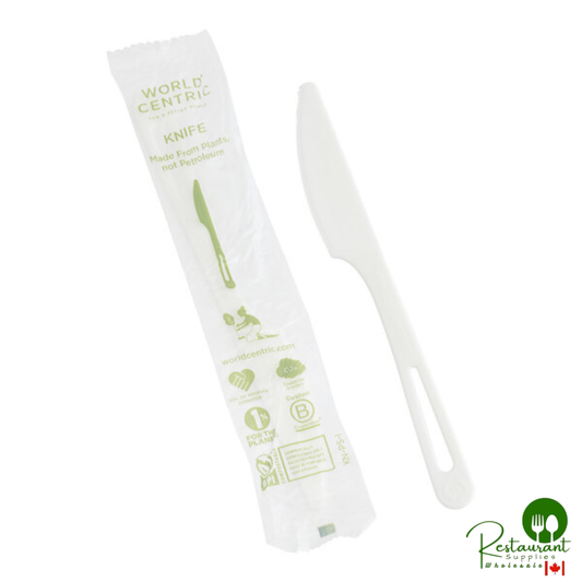 World Centric 6 11/16" Wrapped Compostable TPLA Knife - 750/Case