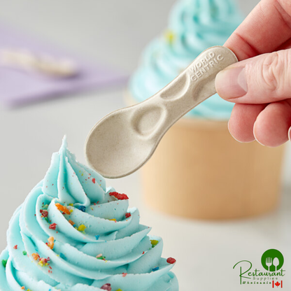 World Centric 3" Compostable Fiber Tasting Spoon - 3,000/Case