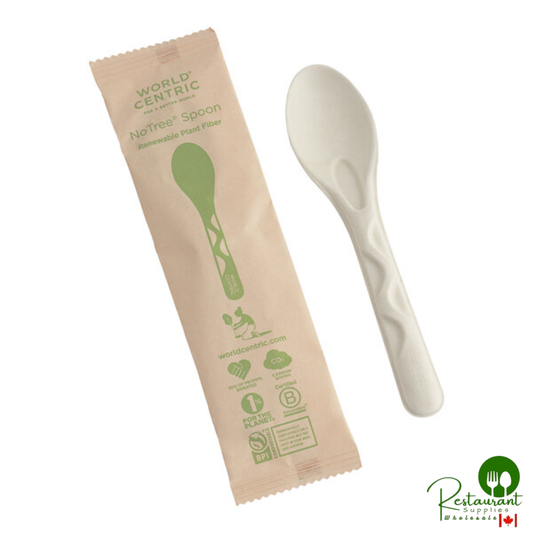 World Centric 6" Wrapped Compostable Fiber Spoon - 750/Case