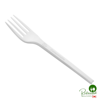 Heavy Weight Compostable 6 1/2" White CPLA Plastic Fork By Prime - 1,000/Case