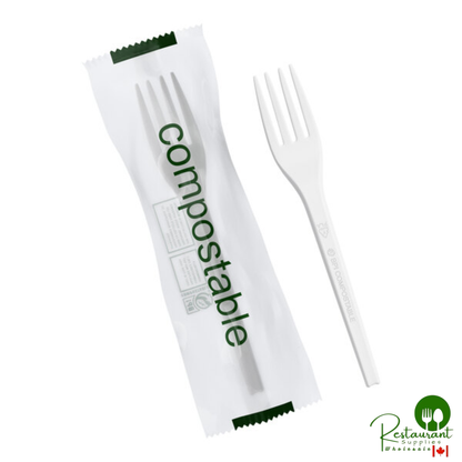 Wrapped Heavy Weight Compostable 6 1/2" White CPLA Fork By Prime - 500/Case