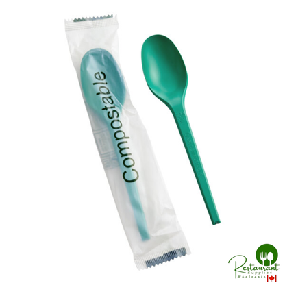 Wrapped Heavy Weight Compostable 6 1/2" White CPLA Spoon By Prime - 500/Case