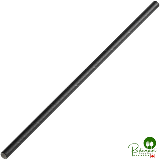 7 3/4" Black Jumbo Unwrapped Paper Straw By Prime - 4,800/Case
