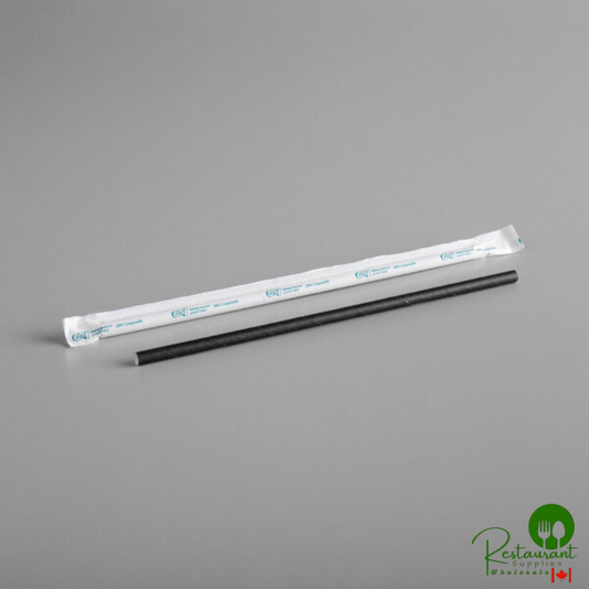 7 3/4" Jumbo Black Wrapped Paper Straw By Prime - 3,200/Case