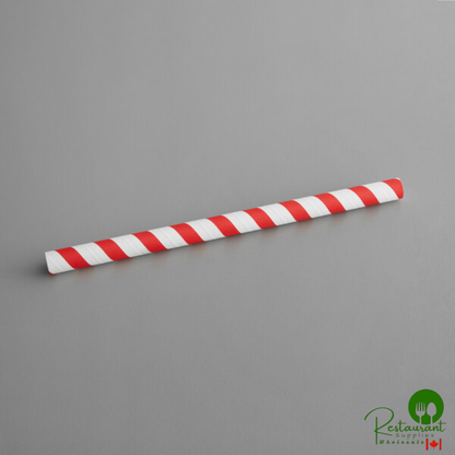 8 1/2" Colossal Red and White Striped Unwrapped Paper Straw By Prime - 1,500/Case | Canada