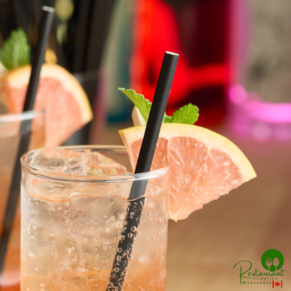 7 1/2" Black Unwrapped Paper Sip Straw By Prime - 2,500/Case | Canada