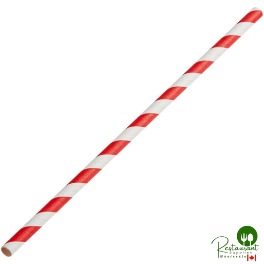 7 3/4" Red Stripe Jumbo Unwrapped Paper Straw By Prime - 4,800/Case