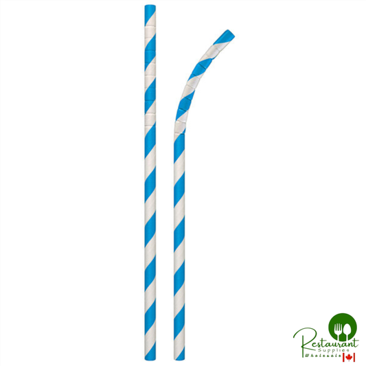 Aardvark 7 3/4" Jumbo Blue / White Striped Unwrapped Eco-Flex™ Paper Straw - 4,800/Case