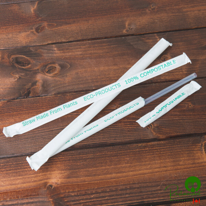 Eco-Products EP-ST990 9 1/2" Giant Clear Renewable and Compostable Wrapped Straw - 4,800/Case | Canada