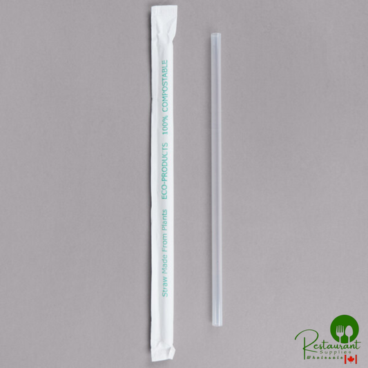 Eco-Products EP-ST780 7 3/4" Clear Wrapped Compostable Plastic Cold Drink Straw - 7,200/Case