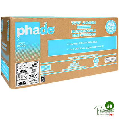 Phade 7 3/4" Jumbo Unwrapped Blue Compostable Straw - 6,000/Case | Canada
