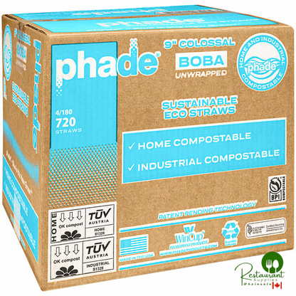 Phade 9" Colossal Unwrapped Blue Compostable Straw - 720/Case