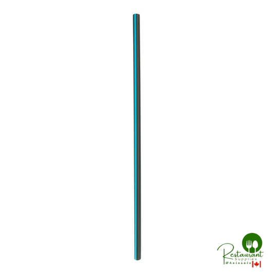 Phade 5 3/4" Black Unwrapped Compostable Jumbo Sip Straw with Blue Stripe - 6,000/Case