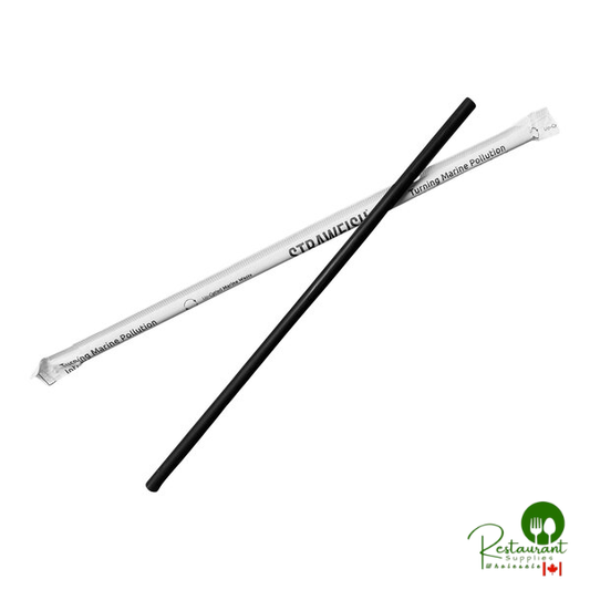StrawFish 10 1/4" Black Wrapped Giant Straw - 5,000/Case