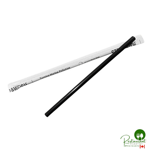 StrawFish 7 3/4" Black Wrapped Giant Straw - 5,000/Case
