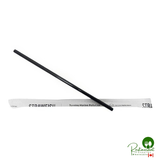 StrawFish 7 3/4" Black Wrapped Jumbo Straw - 5,000/Case