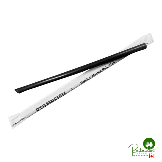 StrawFish 9 1/2" Black Wrapped Colossal / Boba Straw - 2,000/Case