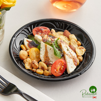 D&W Fine Pack BP06P-07 6" Black Pearl Plastic Plate - 1,000/Case