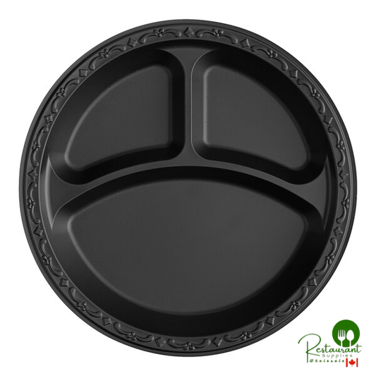 Ecopax 10" 3-Compartment Black Mineral-Filled Polypropylene Plate - 400/Case