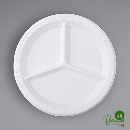 Fineline ReForm 9 3/4" 3 Compartment Black Polypropylene Plate - 400/Case