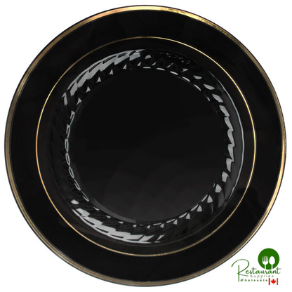 Fineline Silver Splendor 510-WH 10" White Plastic Plate with Silver Bands - 120/Case