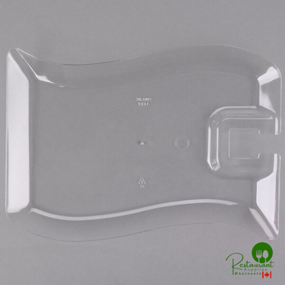 Fineline Wavetrends 1409-BK 6" x 9 1/2" Black Plastic Cocktail Plate with Stemware Hole - 120/Case