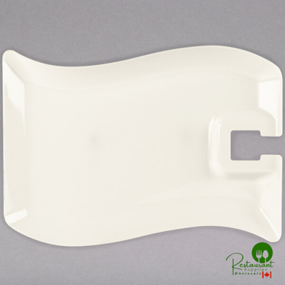 Fineline Wavetrends 1409-BK 6" x 9 1/2" Black Plastic Cocktail Plate with Stemware Hole - 120/Case