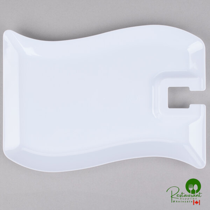 Fineline Wavetrends 1409-BK 6" x 9 1/2" Black Plastic Cocktail Plate with Stemware Hole - 120/Case