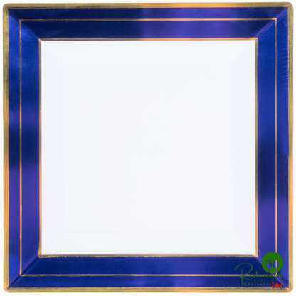 Fineline Silver Splendor 5510-WH 10" White Plastic Square Plate with Silver Bands - 120/Case