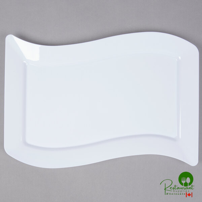 Fineline Wavetrends 1410-WH 8 1/2" x 13 1/2" White Plastic Plate - 120/Case
