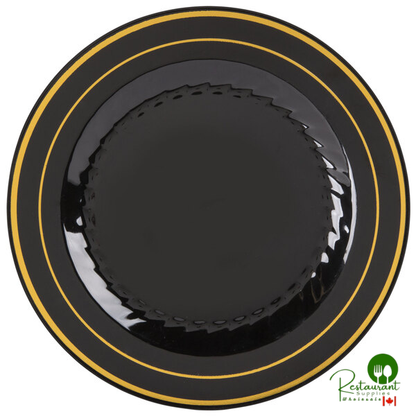 Fineline Silver Splendor 509-WH 9" White Plastic Plate with Silver Bands - 120/Case
