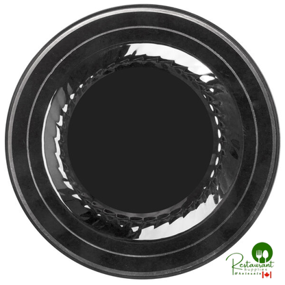 Fineline Silver Splendor 506-WH 6" White Plastic Plate with Silver Bands - 150/Case | Canada