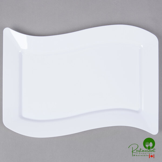 Fineline Wavetrends 1406-WH 6 1/2" x 10" White Plastic Salad Plate - 120/Case