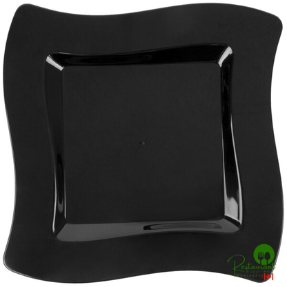 Fineline Wavetrends 106-BK 6 1/2" Black Plastic Square Plate - 120/Case | Canada