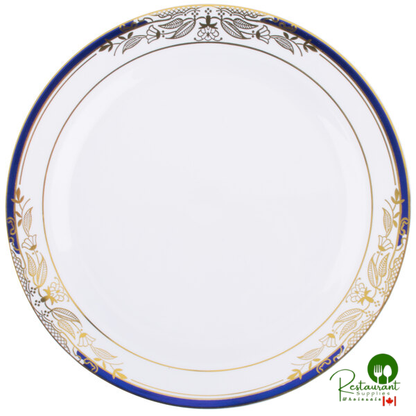 Fineline 4907-WHBG Signature Blu 7 1/2" White with Blue and Gold Rim Salad Plate - 120/Case | Canada