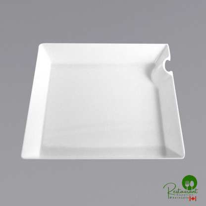 Fineline SE1023.BK SelfEco 4" Black Compostable PLA Square Cocktail Plate with Utensil Hanger - 200/Case | Canada