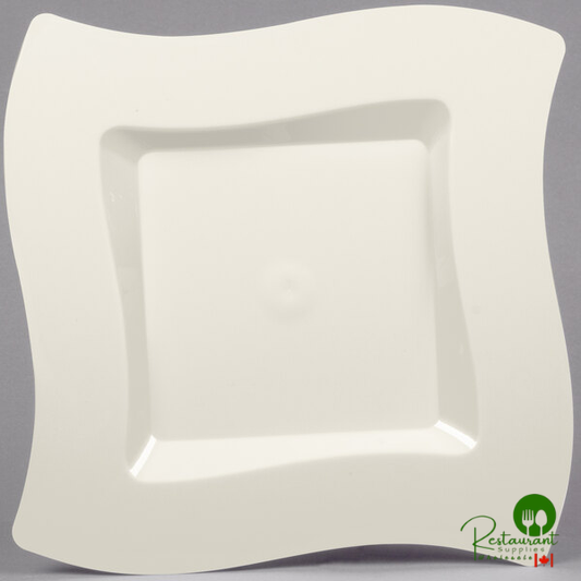 Fineline Wavetrends 110-BO 10 3/4" Bone / Ivory Plastic Square Plate - 120/Case