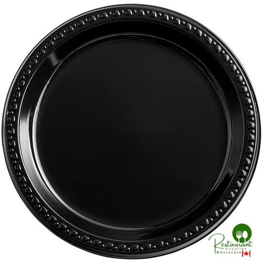 Huhtamaki Chinet Black Heavyweight Plastic Plate 9" - 500/Case