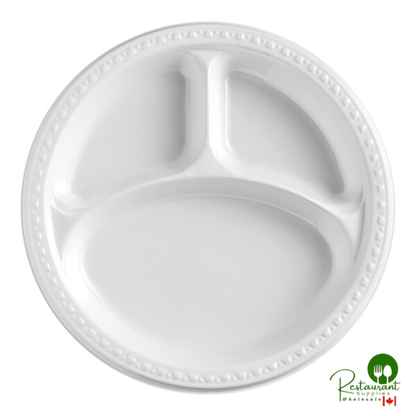 Huhtamaki Chinet Black Heavyweight Plastic 3 Compartment Plate 10" - 500/Case | Canada