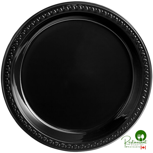 Huhtamaki Chinet Black Heavyweight Plastic Plate 10" - 500/Case