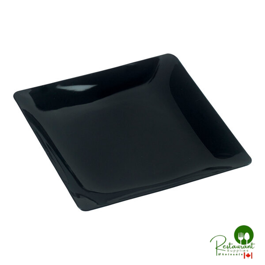 Solia Fluid 4 5/16" Square Black Plastic Plate - 100/Case