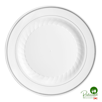 WNA Comet MP10IPREM 10 1/4" Ivory Masterpiece Plastic Plate with Gold Accent Bands - 120/Case | Canada